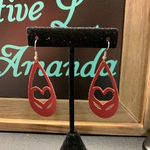 Valentine heart Earrings Faux Leather